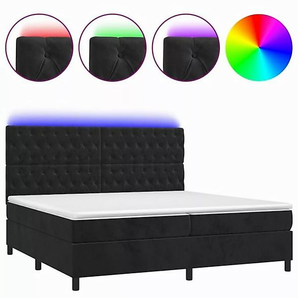 vidaXL Boxspringbett Boxspringbett mit Matratze LED Schwarz 200x200 cm Samt günstig online kaufen