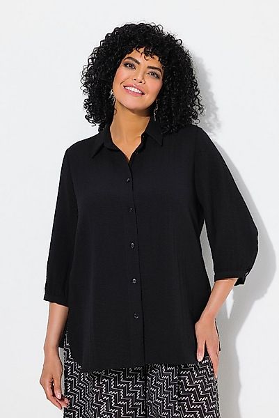 Ulla Popken Hemdbluse Hemdbluse Leinenoptik A-Linie Hemdkragen 3/4-Arm günstig online kaufen