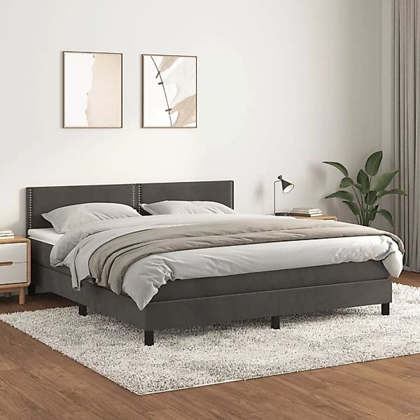 vidaXL Boxspringbett Boxspringbett mit Matratze Dunkelgrau 160x200 cm Samt günstig online kaufen