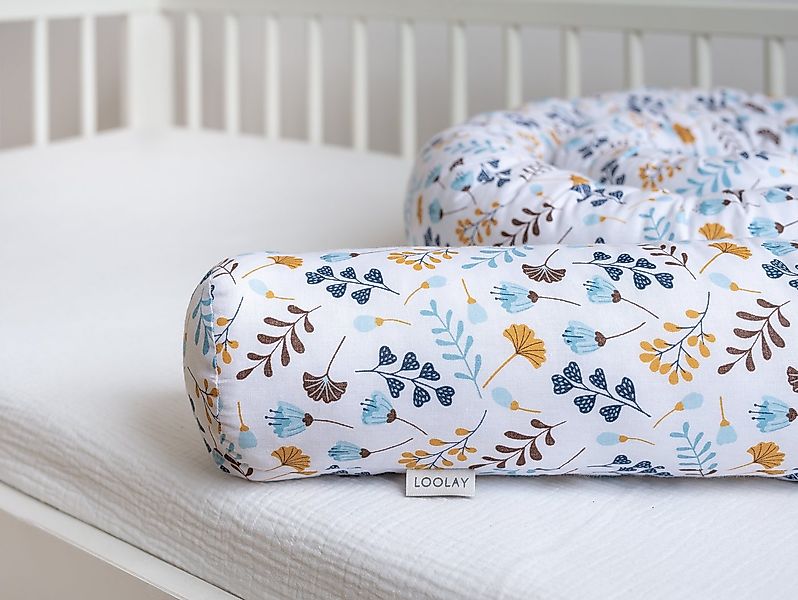 Loolay Nestchenschlange BLAU GELB Blumen Baumwolle Multifunktion PREMIUM Be günstig online kaufen