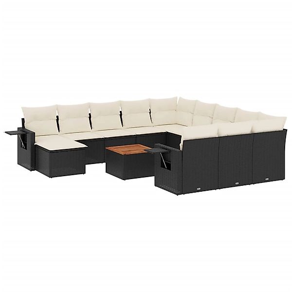 vidaXL 13-Tlg Garten-Sofagarnitur mit Kissen Schwarz Poly Rattan 3257197 günstig online kaufen