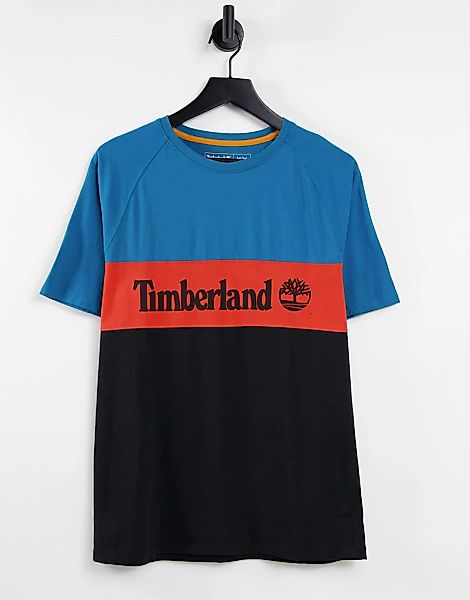 Timberland – Cut and Sew – T-Shirt in Mittelblau günstig online kaufen