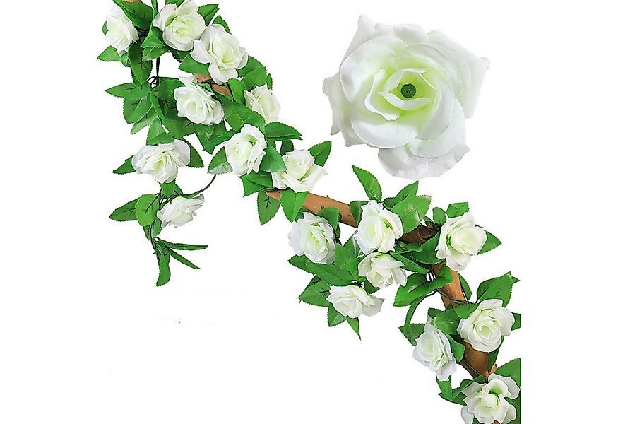 Kunstblumenstrauß 2 x 2.3m Künstlich Blumen Girlande Deko Kunstblumen Hänge günstig online kaufen