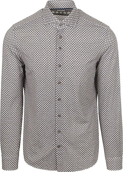 R2 Hemd Retro Print Blau Braun - Größe 38 günstig online kaufen