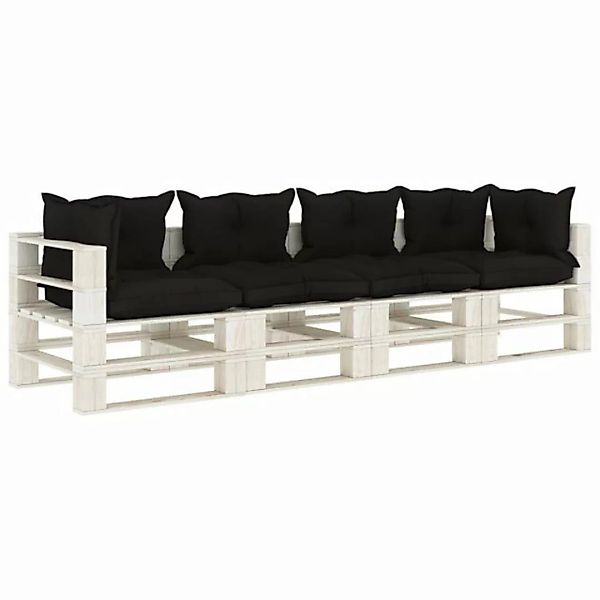 vidaXL Loungesofa Garten-Palettensofa 4-Sitzer mit Kissen in Schwarz Holz, günstig online kaufen