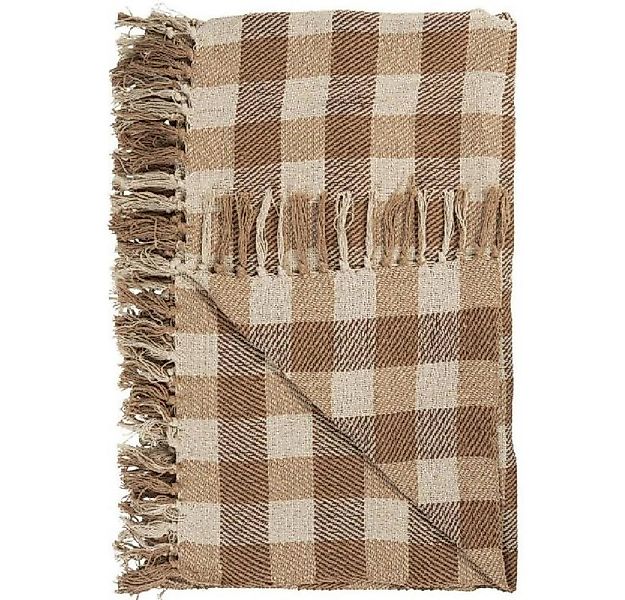 Wohndecke Ib Laursen Plaid Decke mit Karomuster Natur Braun (130x160cm), Ib günstig online kaufen