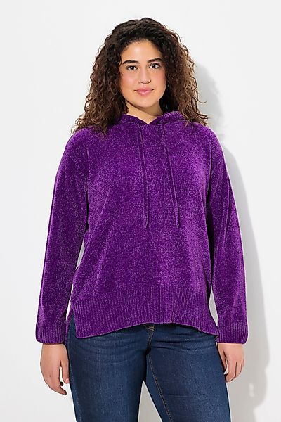 Ulla Popken Wollpullover Chenille-Hoodie Kapuze Kordel günstig online kaufen