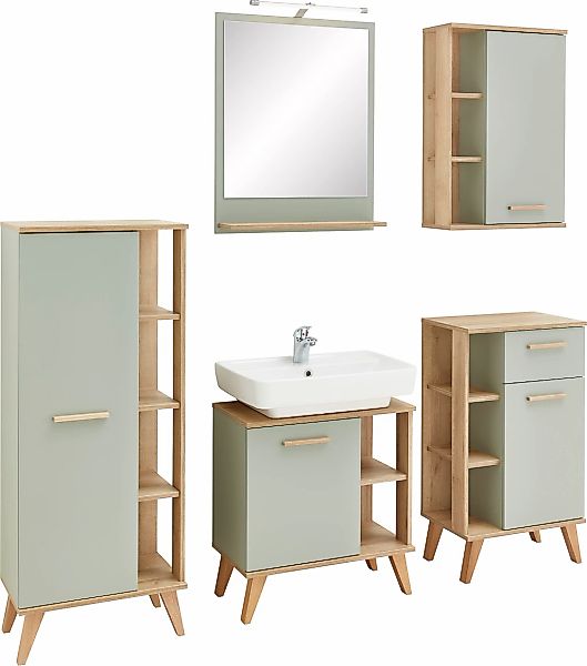 Saphir Badmöbel-Set "Quickset 5-teilig, Waschbeckenunterschrank mit LED-Spi günstig online kaufen