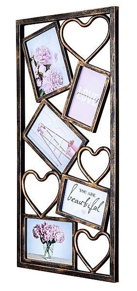 Levandeo® Bilderrahmen Collage, Fotorahmen 5 Fotos 10x15 13x18 Herz Kupfer günstig online kaufen