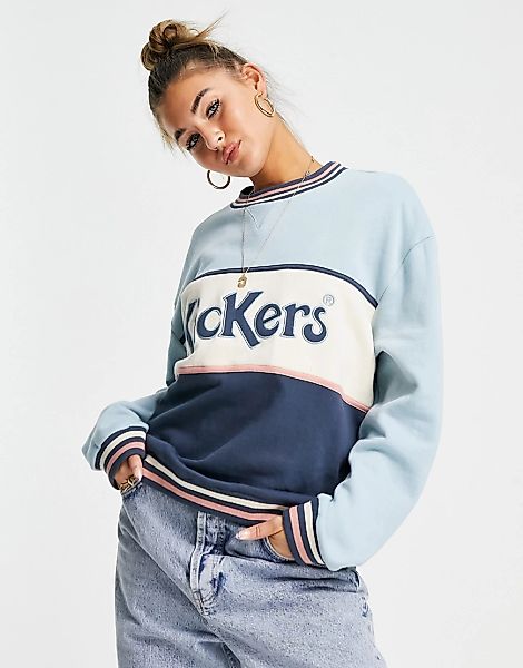 Kickers – Oversize-Boyfriend-Sweatshirt mit Logo vorne im Retro-Farbblockde günstig online kaufen