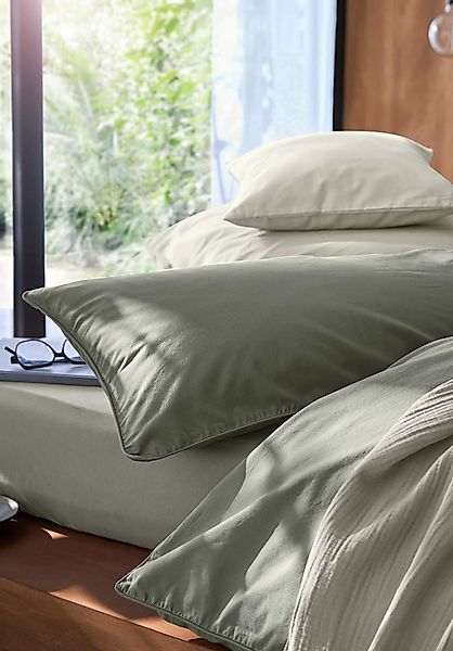 hessnatur Perkal Bettwäsche-Set aus Bio-Baumwolle - grün - Größe 240x220 / günstig online kaufen