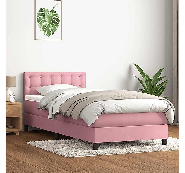 vidaXL Boxspringbett, Boxspringbett mit Matratze Rosa 80x210 cm Samt günstig online kaufen