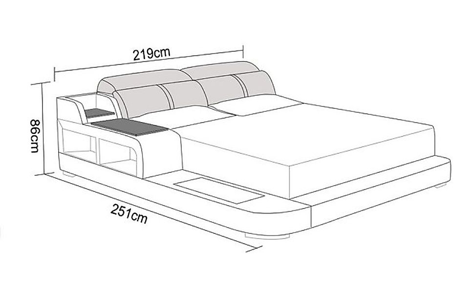 Xlmoebel Bett Modernes Doppelbett aus Leder mit USB-Anschluss, Luxus-Polste günstig online kaufen