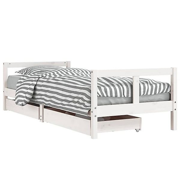 vidaXL Kinderbett, Jugendbett mit Schubladen Weiß 80x200 cm Massivholz Kief günstig online kaufen