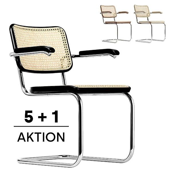 THONET S 64 V | Konfigurator | Stahlrohr-Freischwinger mit Armlehnen | Gest günstig online kaufen