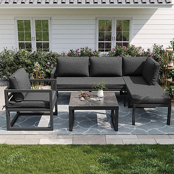 Flieks Gartenlounge-Set, 5-Sitzer Gartensofa Gartenmöbel Balkonset günstig online kaufen