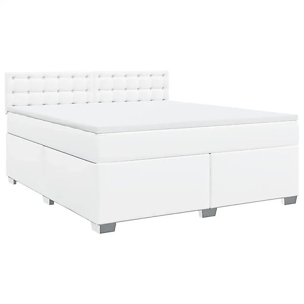 vidaXL Boxspringbett mit Matratze Weiß 180x200 cm Kunstleder 3286133 günstig online kaufen