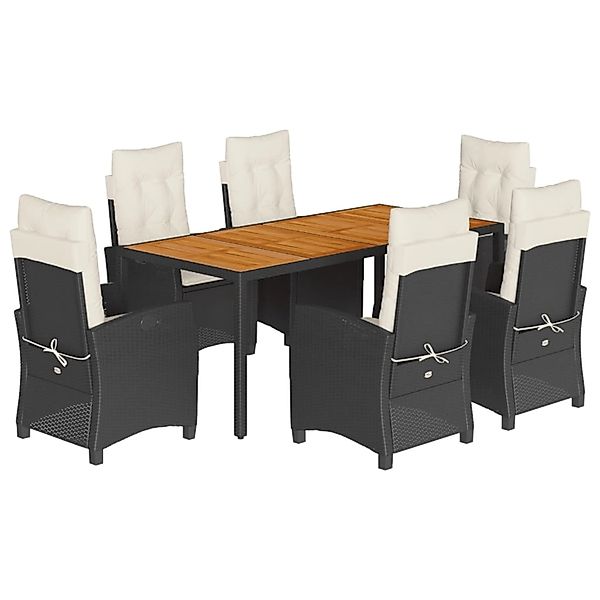vidaXL 7-Tlg Garten-Essgruppe mit Kissen Schwarz Poly Rattan 3212659 günstig online kaufen