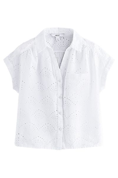 Next Kurzarmhemd Kurzarm-Bluse mit Lochstickerei (1-tlg) günstig online kaufen