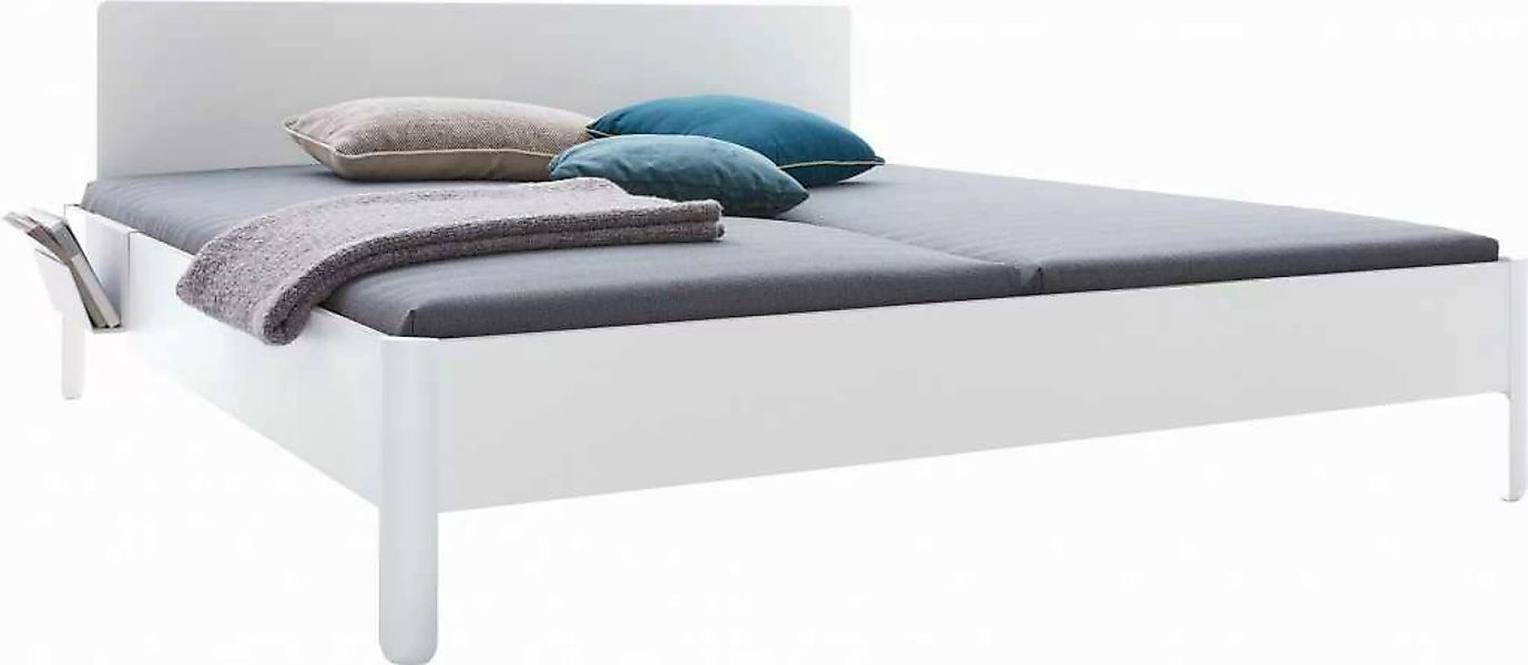 NAIT Doppelbett farbig lackiert Winterweiß 140 x 210cm Mit Kopfteil günstig online kaufen