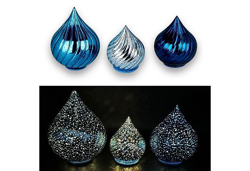 Online-Fuchs LED Dekolicht - 3 Glastropfen mit LED-Lichterkette, Funkeleffe günstig online kaufen