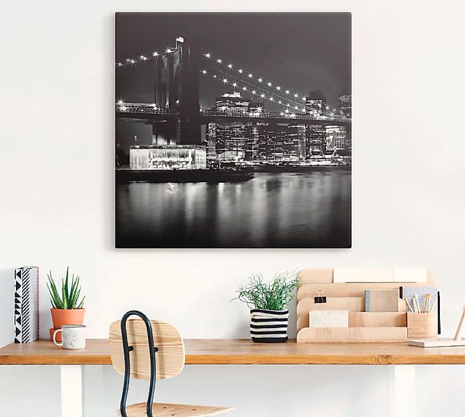 Artland Wandbild »NYC Brooklyn Bridge bei Nacht«, Amerika, (1 St.), als Lei günstig online kaufen