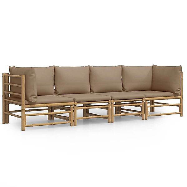 vidaXL Gartenlounge-Set 4-tlg. Garten-Lounge-Set mit Taupe günstig online kaufen