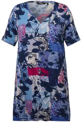 Ulla Popken Longshirt T-Shirt Patchdruck A-Linie günstig online kaufen