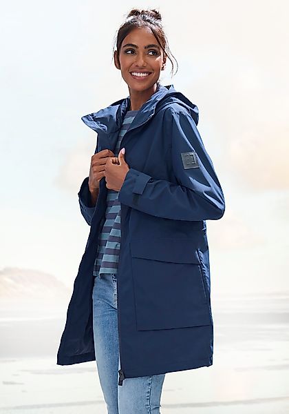 Elbsand Regenjacke mit Kapuze mit großem Logoprint auf dem Rücken günstig online kaufen