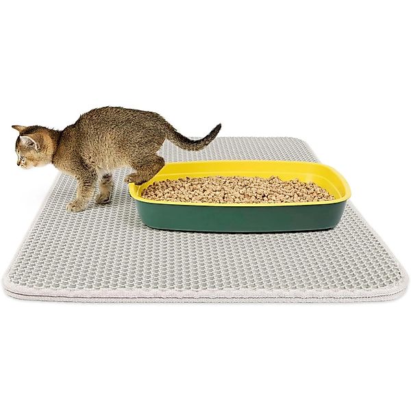 KARAT Katzenstreumatte Charly in Wabendesign Abwaschbar Grau 76 x 61 cm günstig online kaufen