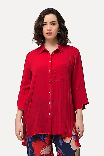 Ulla Popken Hemdbluse Hemdbluse asymmetrische Manschetten günstig online kaufen