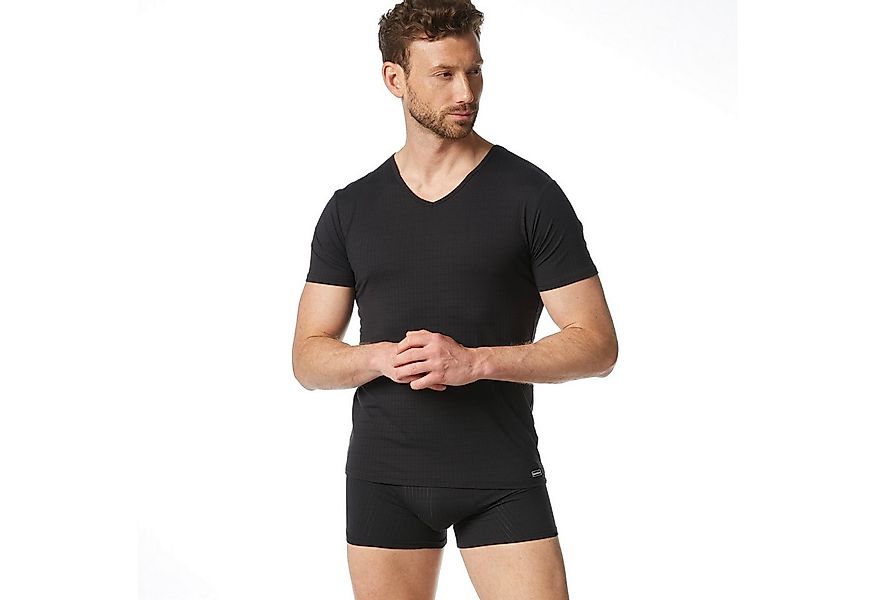 Bruno Banani V-Shirt CHECK LINE 2.0 Pique Optik, Kurzarm, V-Neck, Cotton-Mi günstig online kaufen