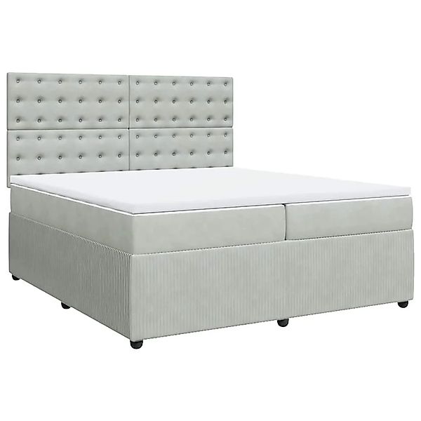 vidaXL Boxspringbett mit Matratze Hellgrau 200x200 cm Samt 3294742 günstig online kaufen
