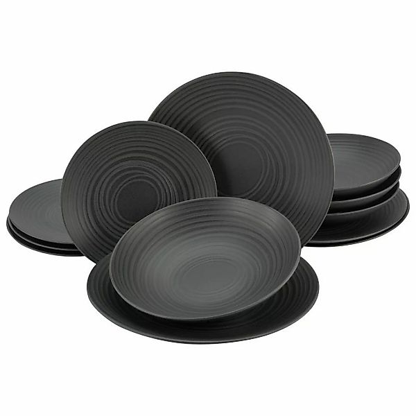 CreaTable Tafelservice »Geschirr-Set Lava Stone«, (Set, 12 tlg., Teller Set günstig online kaufen