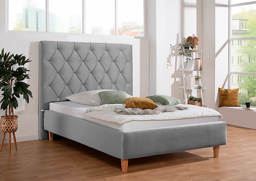 Home affaire Polsterbett "Sunley 140", Kreuzsteppung, Kopfteilhöhe 142 cm, günstig online kaufen