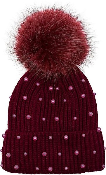 styleBREAKER Bommelmütze Strick Bommelmütze mit Perlen und Fleece Futter (1 günstig online kaufen