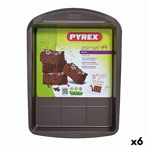 Backform Pyrex Asimetria Rechteckig Schwarz 28 X 22 Cm Metall (6 Stück) günstig online kaufen