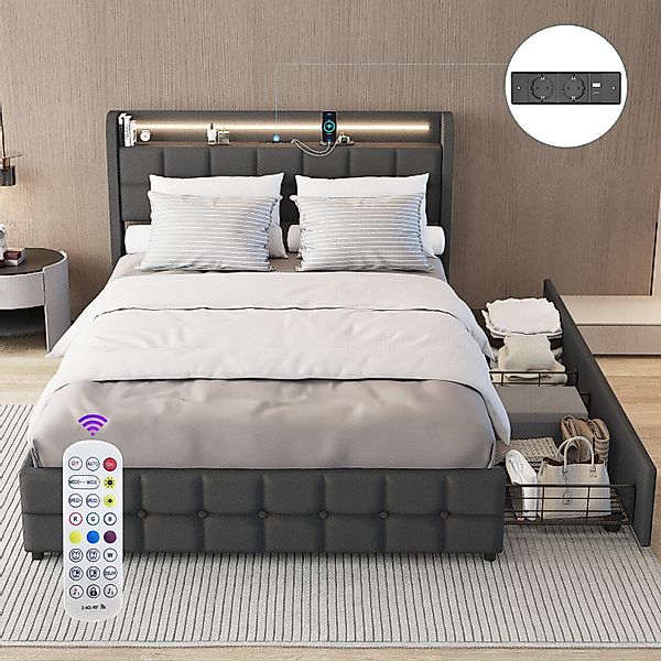 WILGOON Polsterbett Polsterbett 140x200cm mit LED-Beleuchtung günstig online kaufen