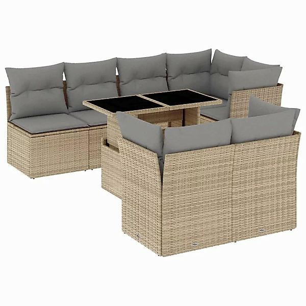 vidaXL 8-tlg Garten-Sofagarnitur mit Kissen Beige Poly Rattan Modell 332 günstig online kaufen