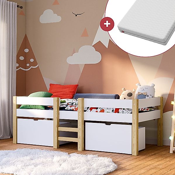 Bellabino Hochbett Aspy (Halbhochbett inkl. Lattenrot, günstig online kaufen