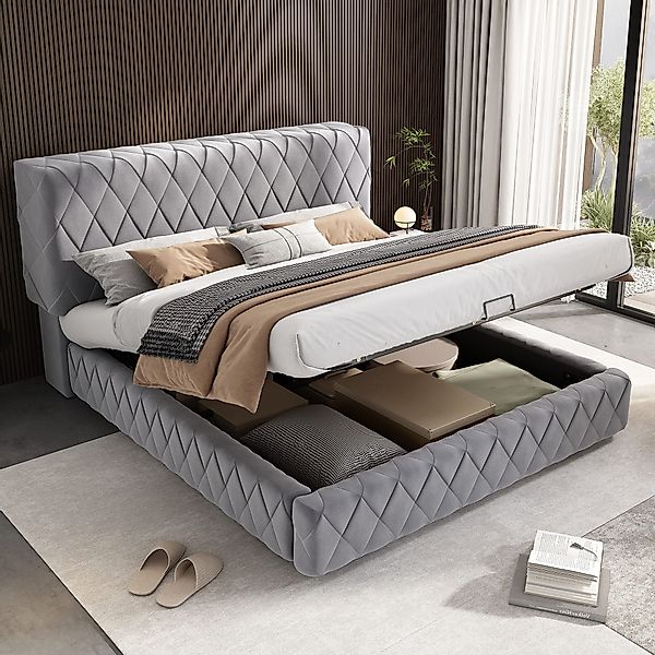 Flieks Polsterbett, Hydraulisches Holzbett Doppelbett 160x200cm günstig online kaufen