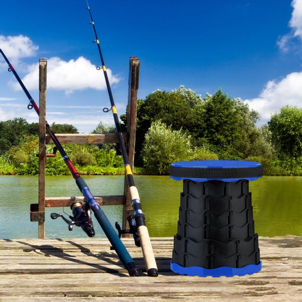 relaxdays Campinghocker Teleskophocker Camping, Schwarz-Blau günstig online kaufen