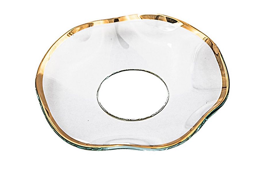 Holfeuer Crystal Design Spitzkerze Glas-Kerzenmanschette "Gewellt Goldrand" günstig online kaufen