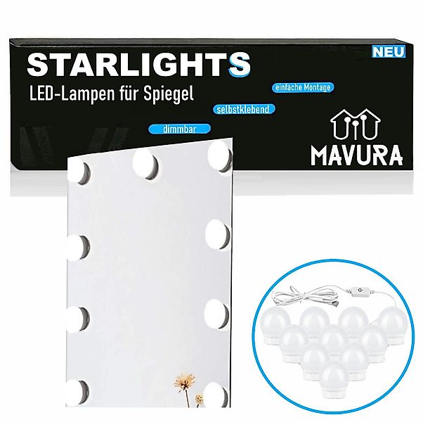 MAVURA LED Spiegelleuchte STARLIGHTS Hollywood Spiegellampen günstig online kaufen
