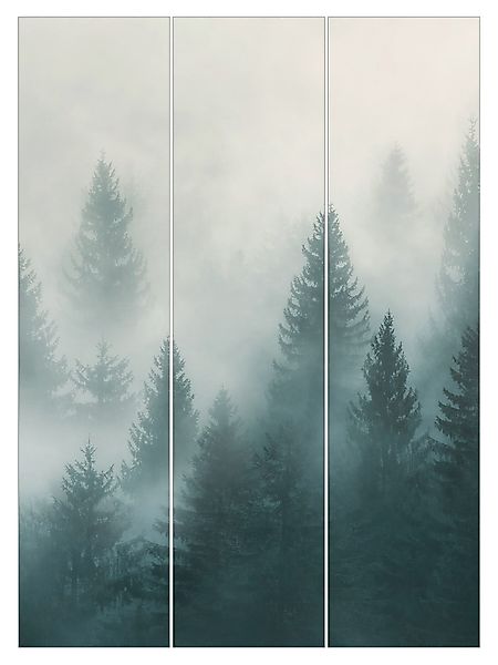 Bilderdepot24 Schiebegardine modern Flächenvorhang blickdicht Nadelwald günstig online kaufen