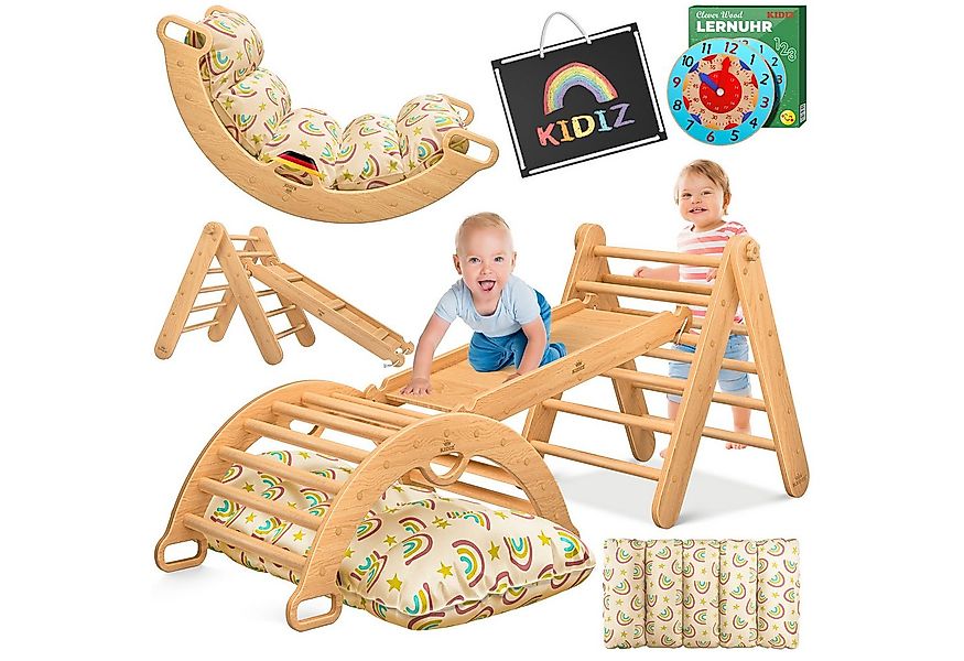 KIDIZ Klettergerüst Klettergerüst Montessori 7in1 Spiel-Set aus Holz, (mit günstig online kaufen