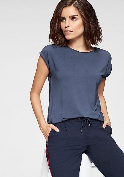 Tamaris T-Shirt Regular Fit, mit überlappenden Schultern, Kurzarm mit Aufsc günstig online kaufen