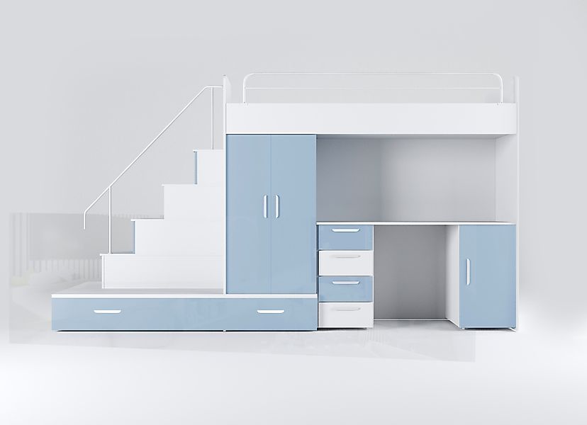 Luxusbetten24 Hochbett Kinderhochbett Adventure mit Schreibtisch, günstig online kaufen