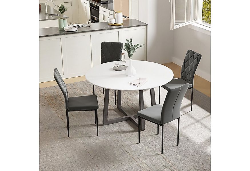 HOMCOM Esszimmerstuhl Küchenstuhl mit Rückenlehne, Samtoptik (Polsterstuhl, günstig online kaufen