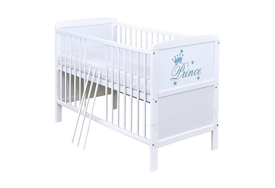 Baby-Delux Babybett Natalie Prince, Kinderbett Gitterbett 140x70 weiß mit B günstig online kaufen